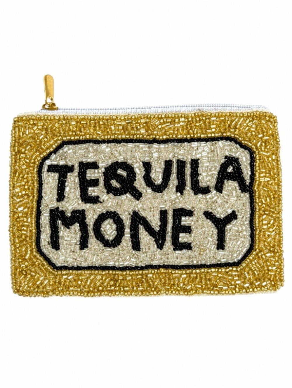 Beaded Gold 'Tequila Money' Pouch